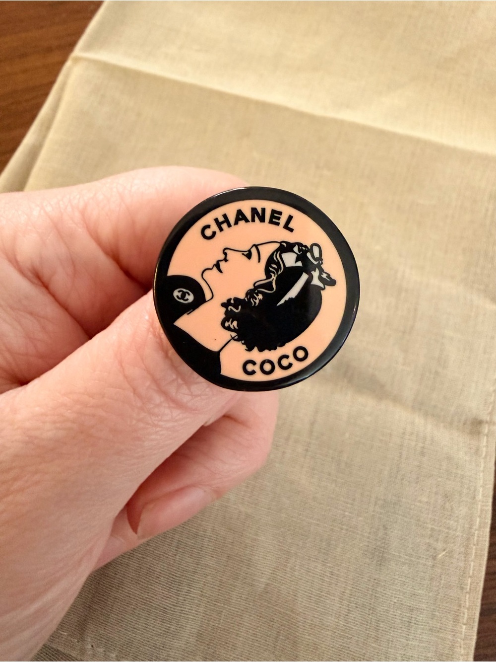Authentic Chanel, Rare Lagerfeld Era Spring 2003 Coco Profile Ring - Picture 2 of 9